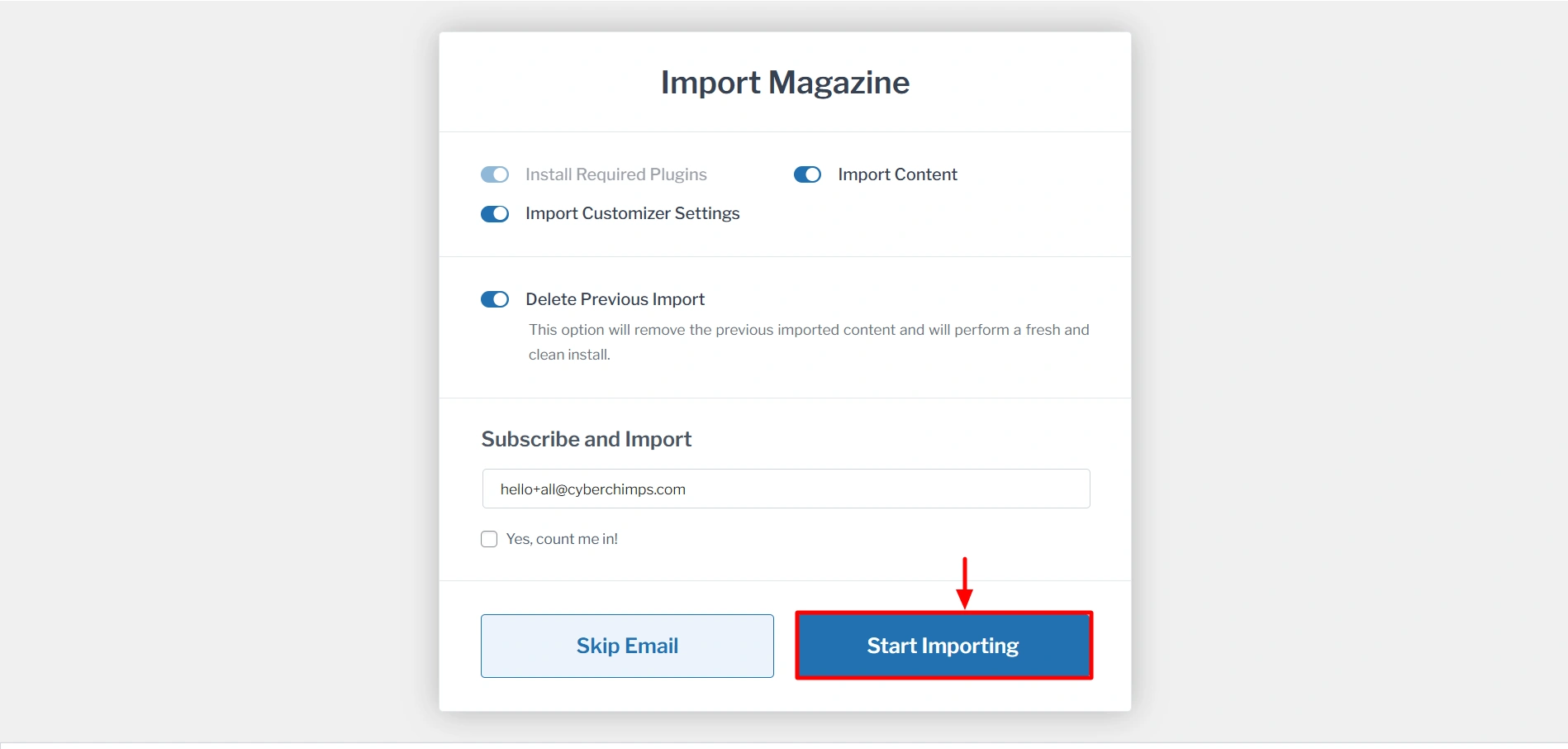 start importing