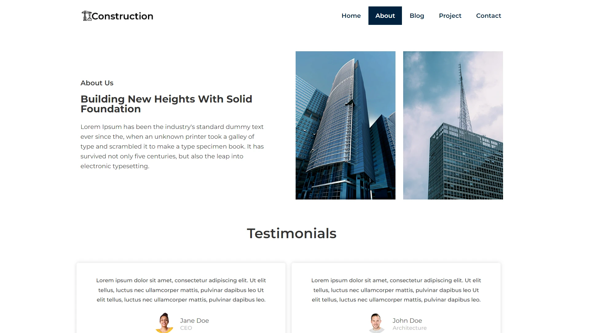 construction company template