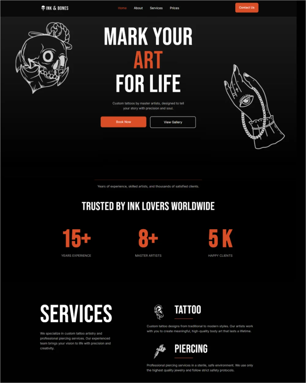 Tattoo Studio WordPress Template