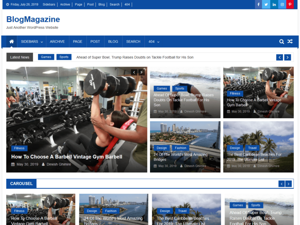 BlogMagazine - Free WordPress Magazine Theme