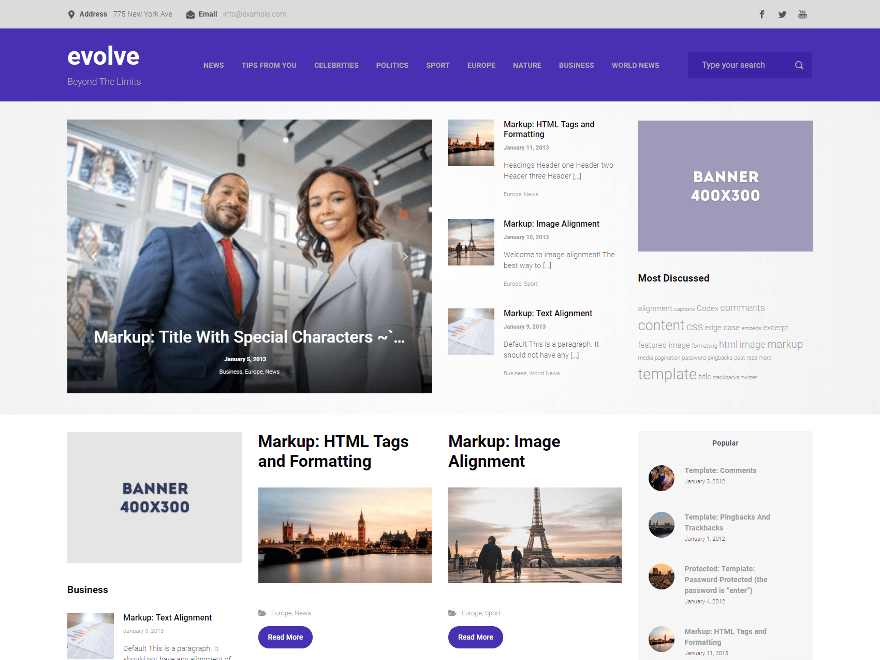Evolve-Free WordPress Multi Purpose theme