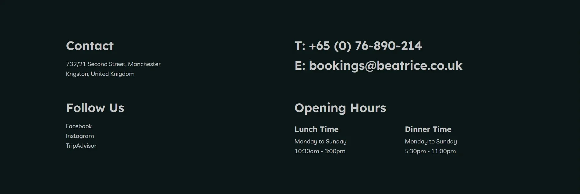 Local-Restaurant contact page