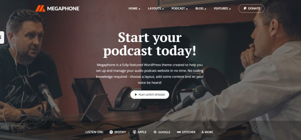 Megaphone Podcast WordPress theme