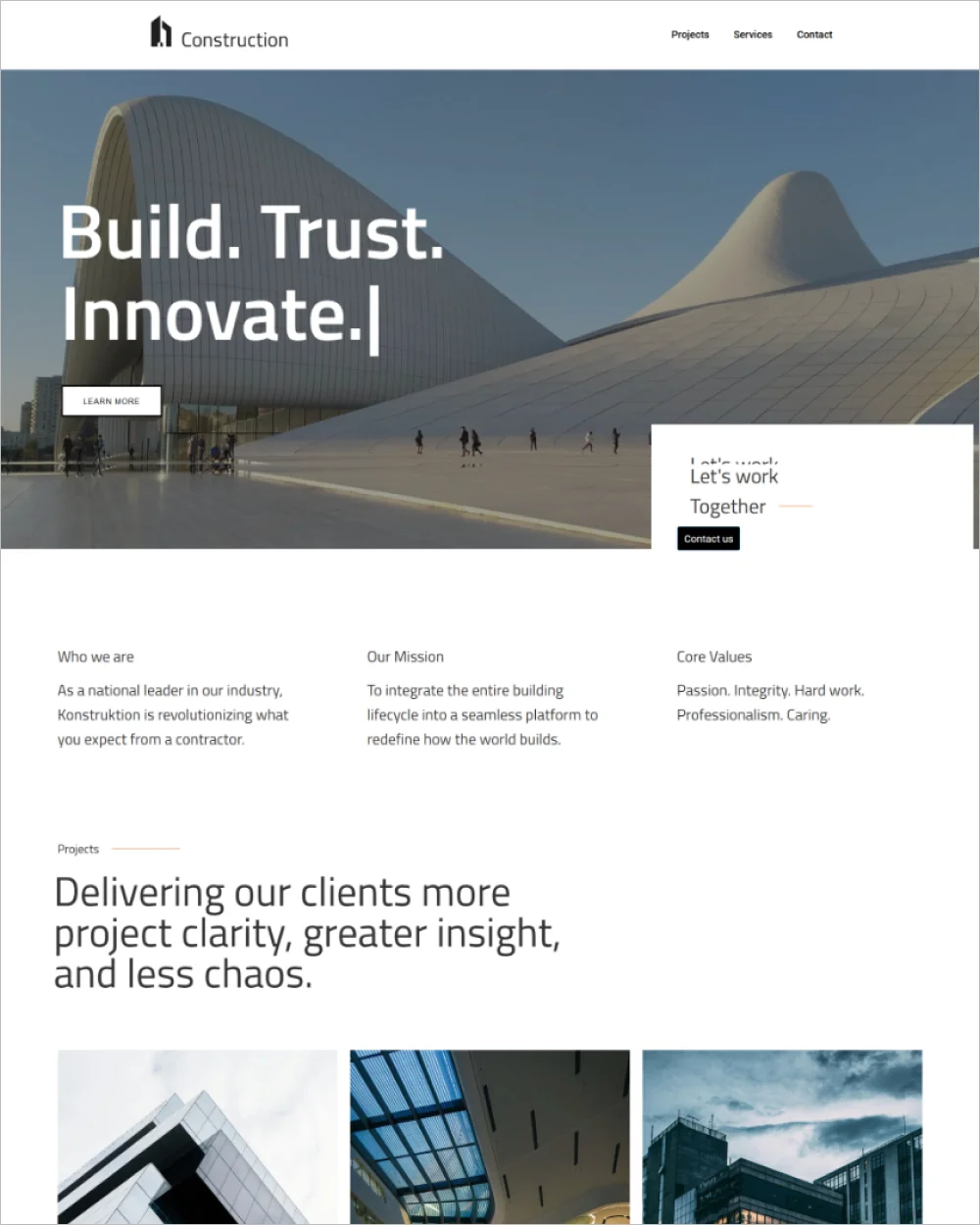 One Page Construction WordPress Template