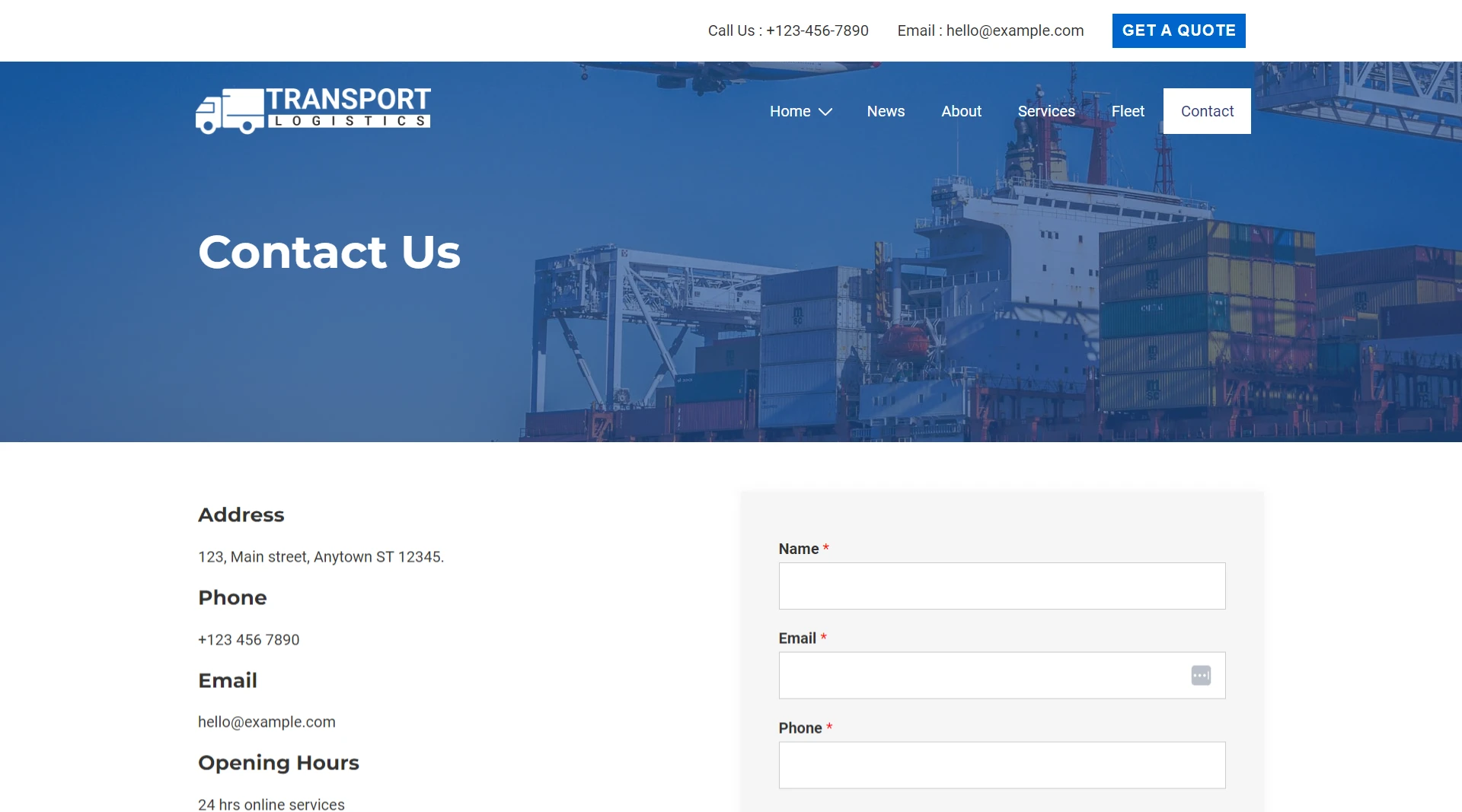 Transportation WordPress theme