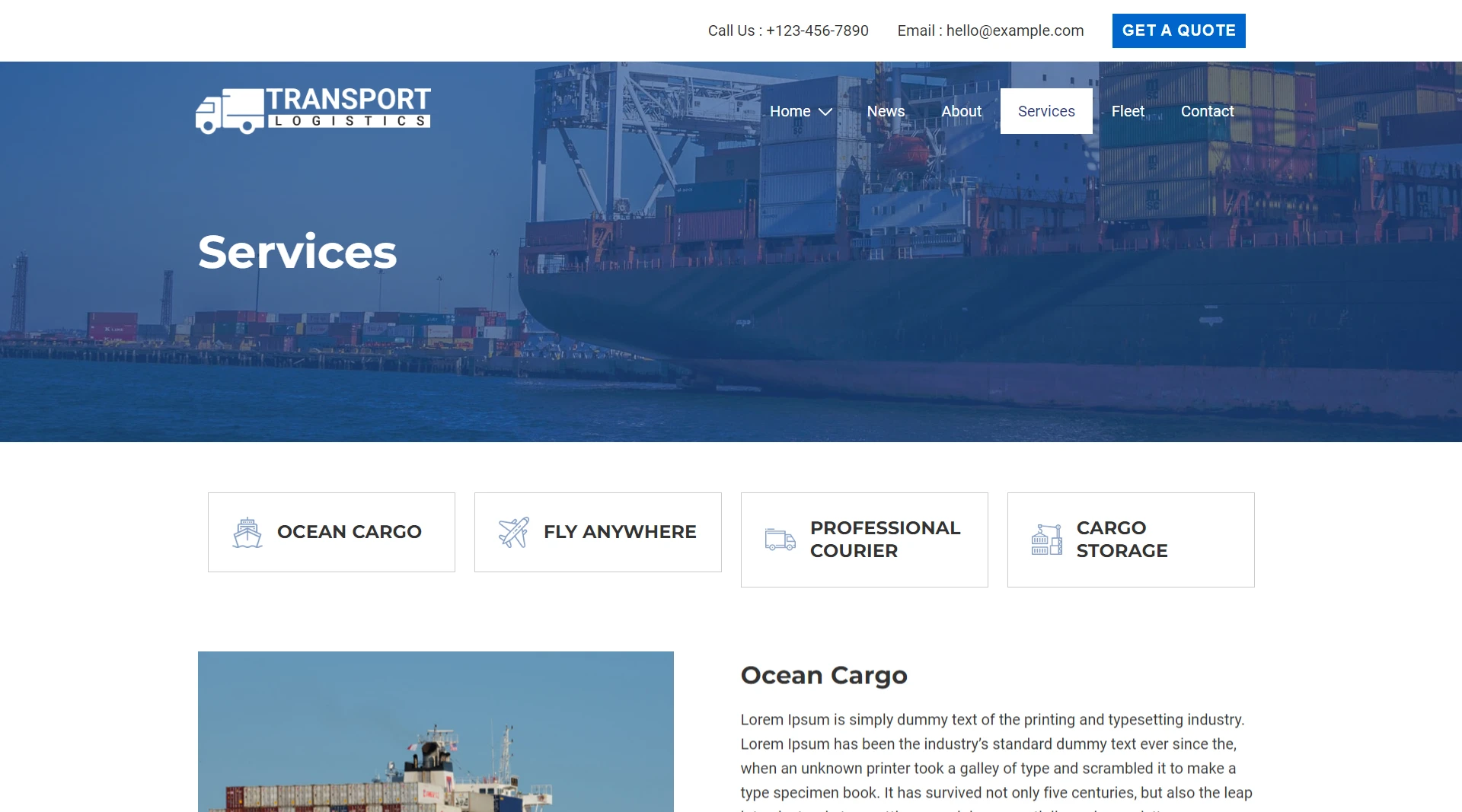 Transportation WordPress website