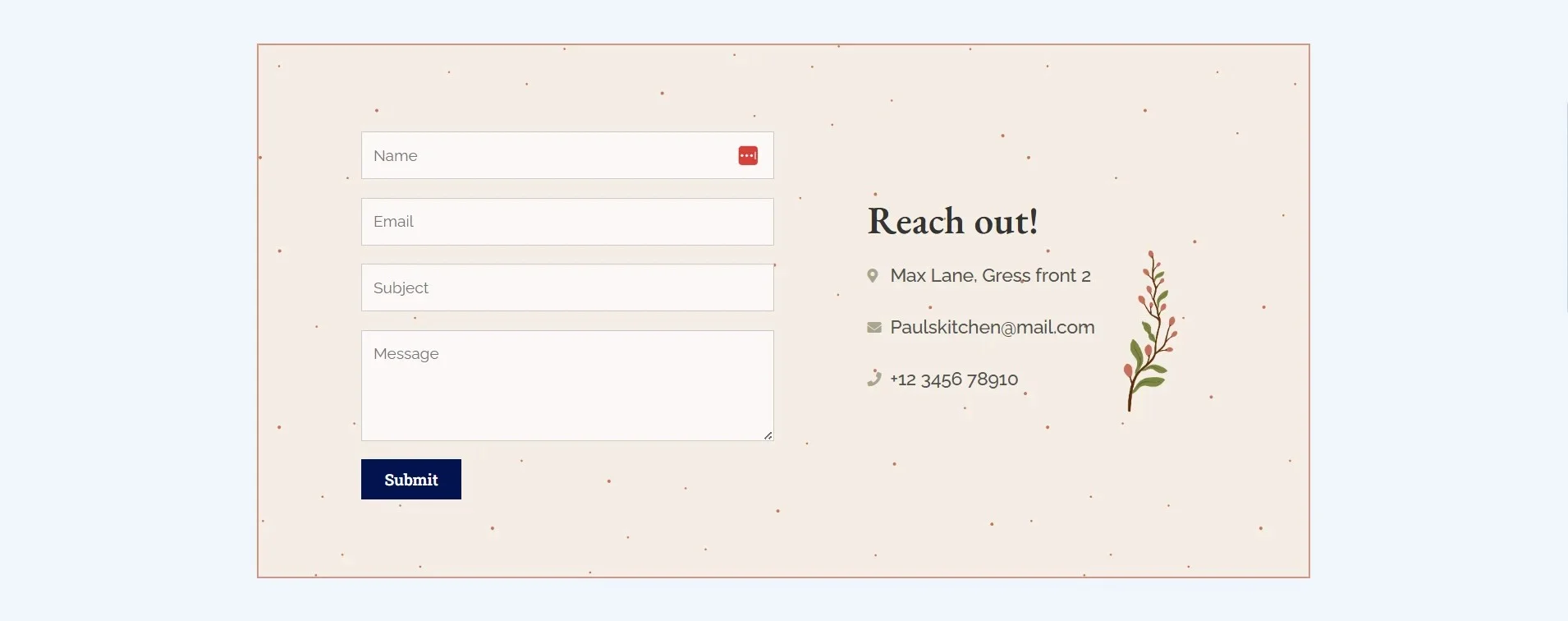 Food-Blogging Contact page