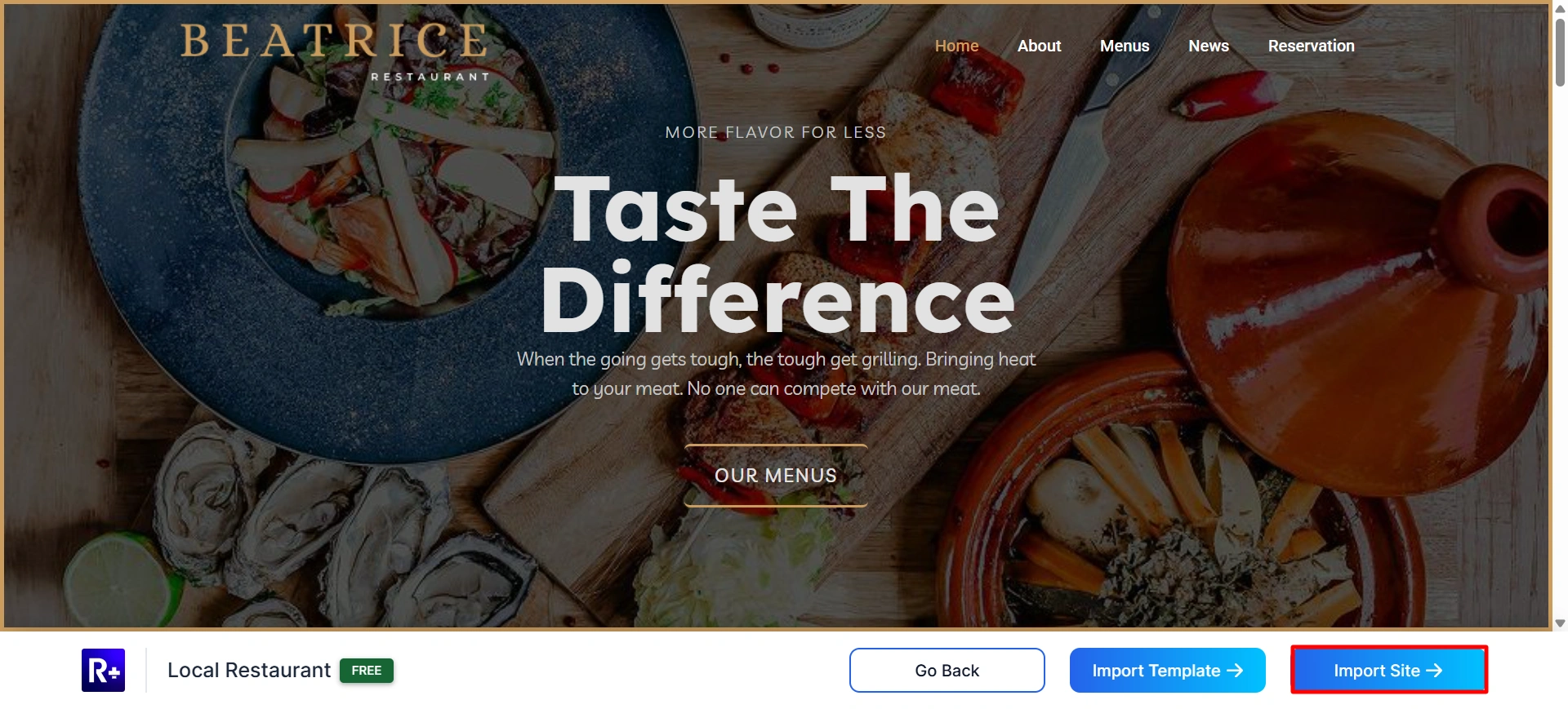 Import Restaurant site