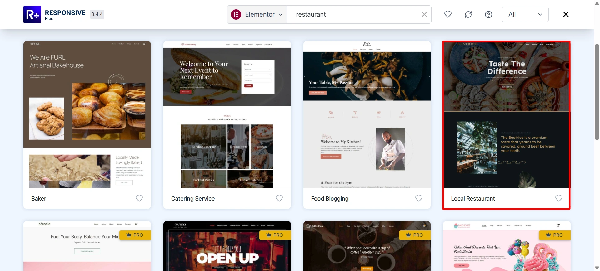 Local Restaurant starter template