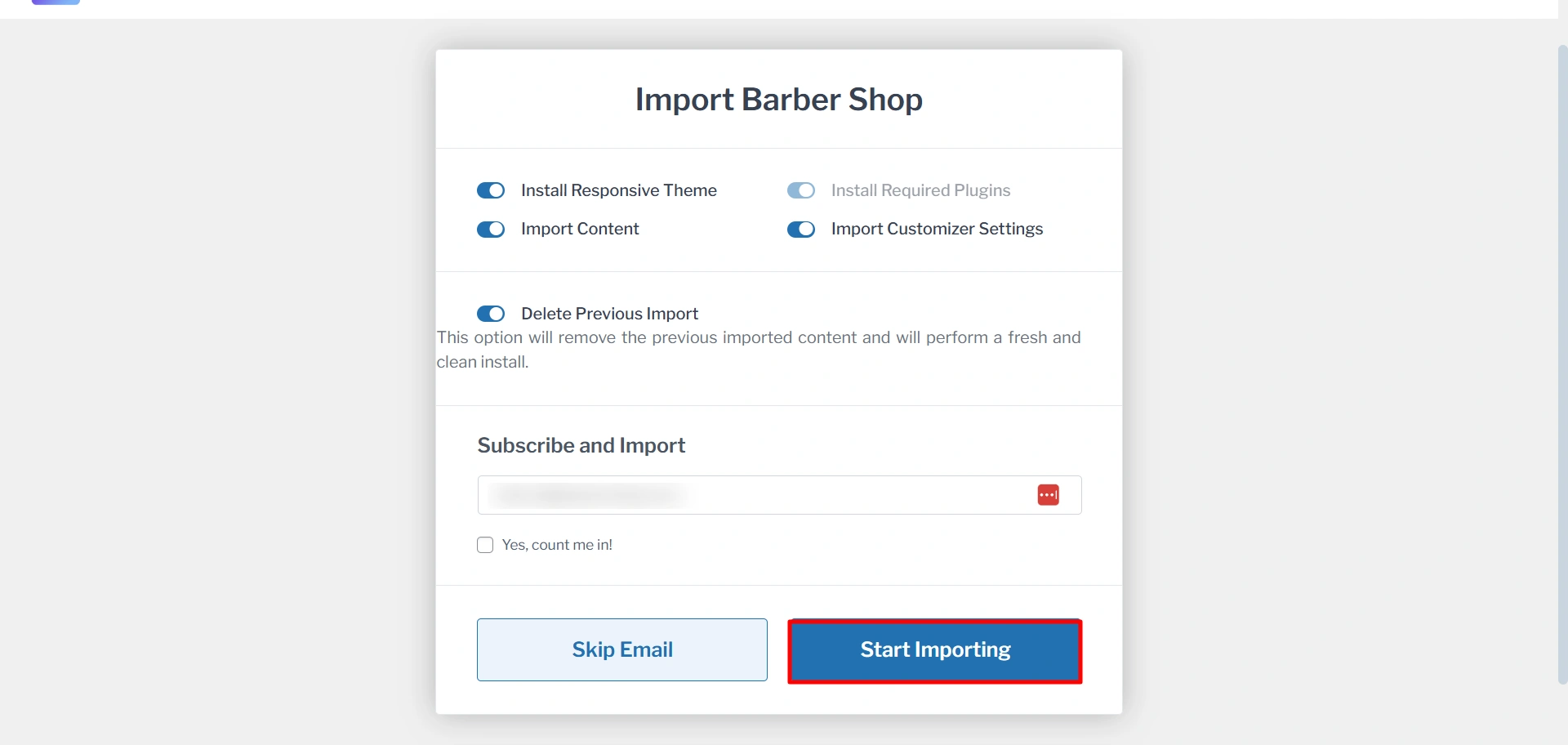 start importing