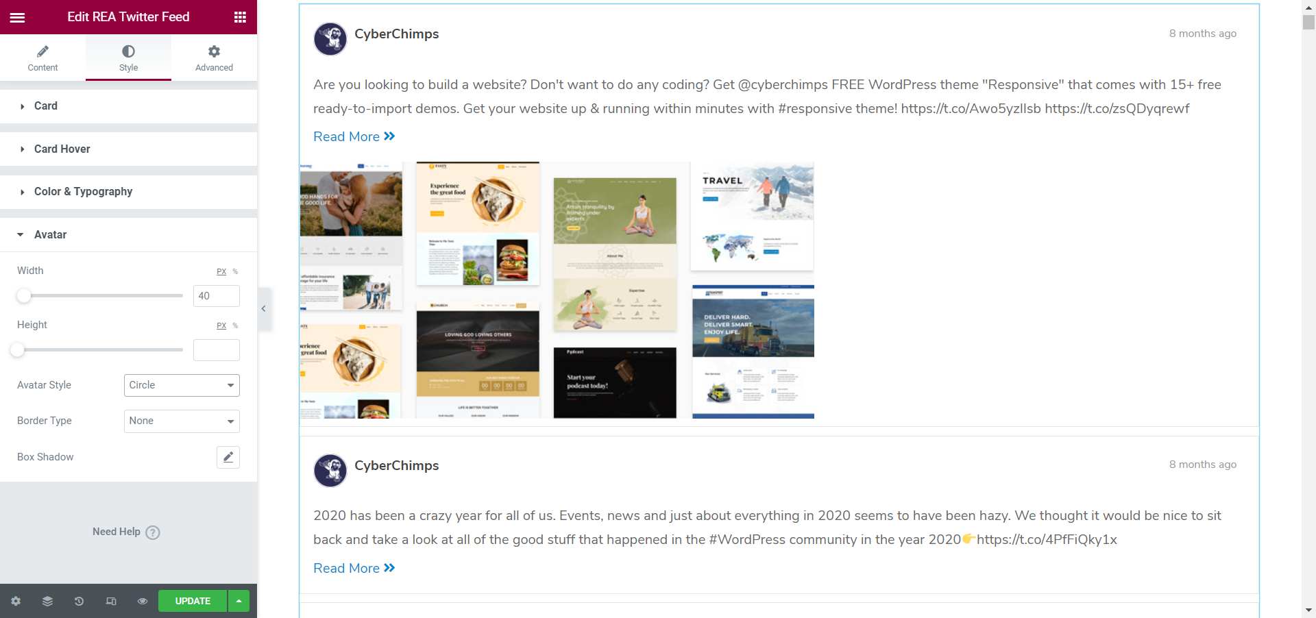 adding twitter feed to wordpress