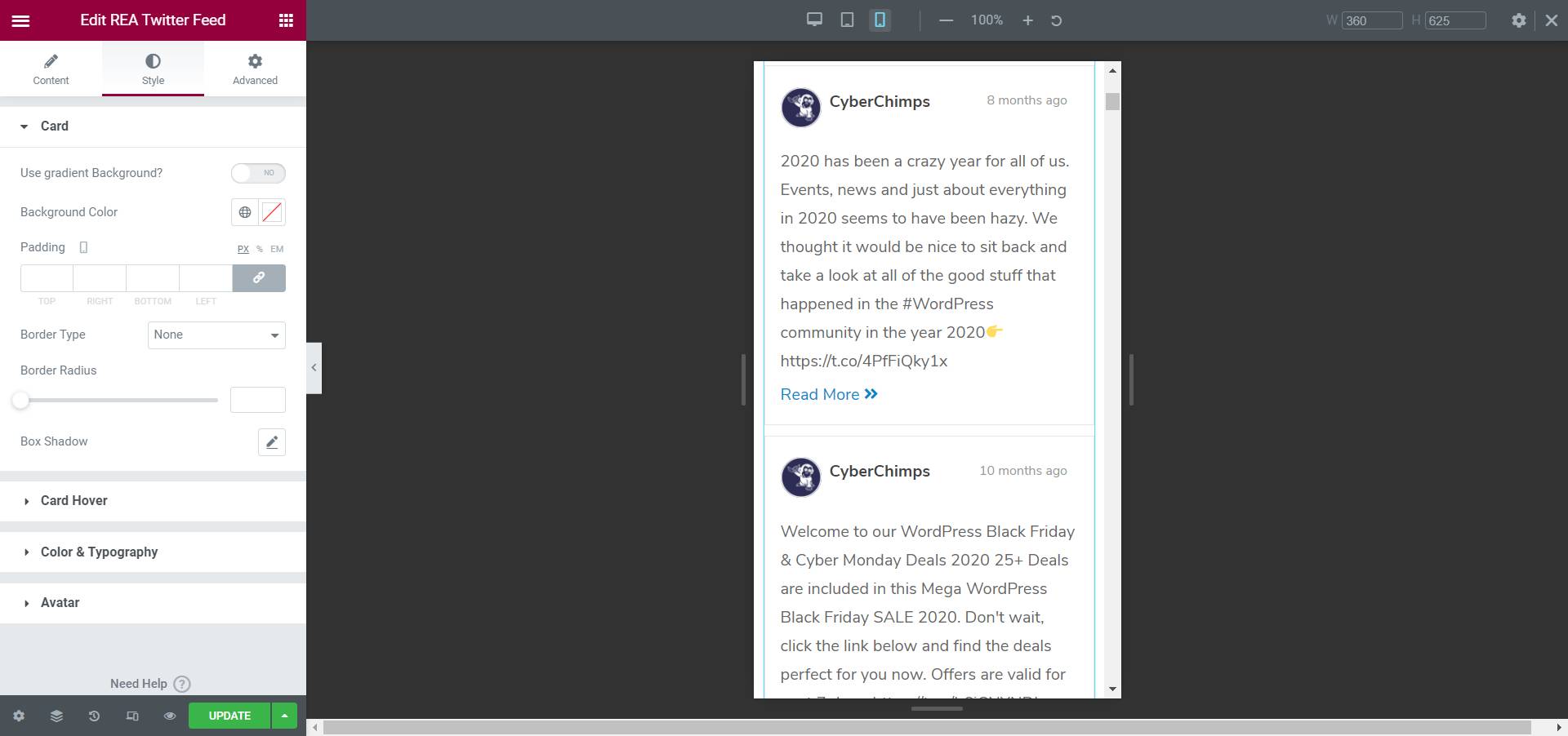 wordpress twitter feed