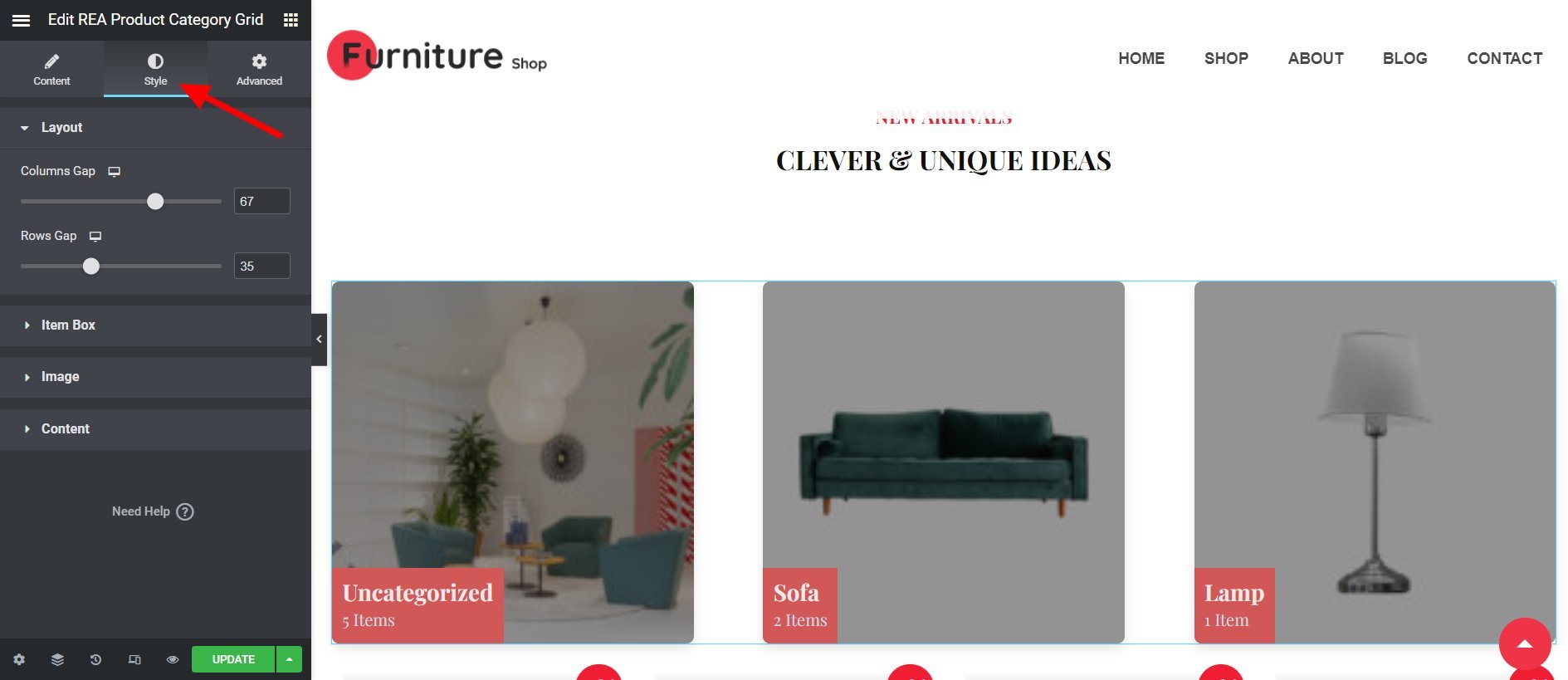 REA Product category grid demo screenshot 2