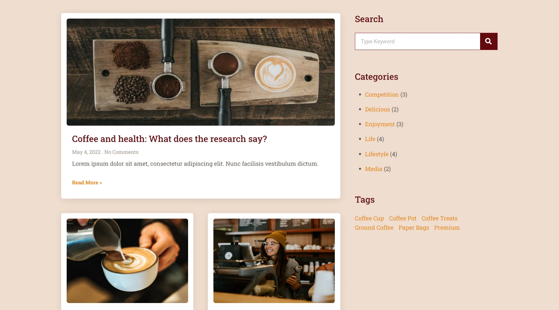 wordpress template coffee shop