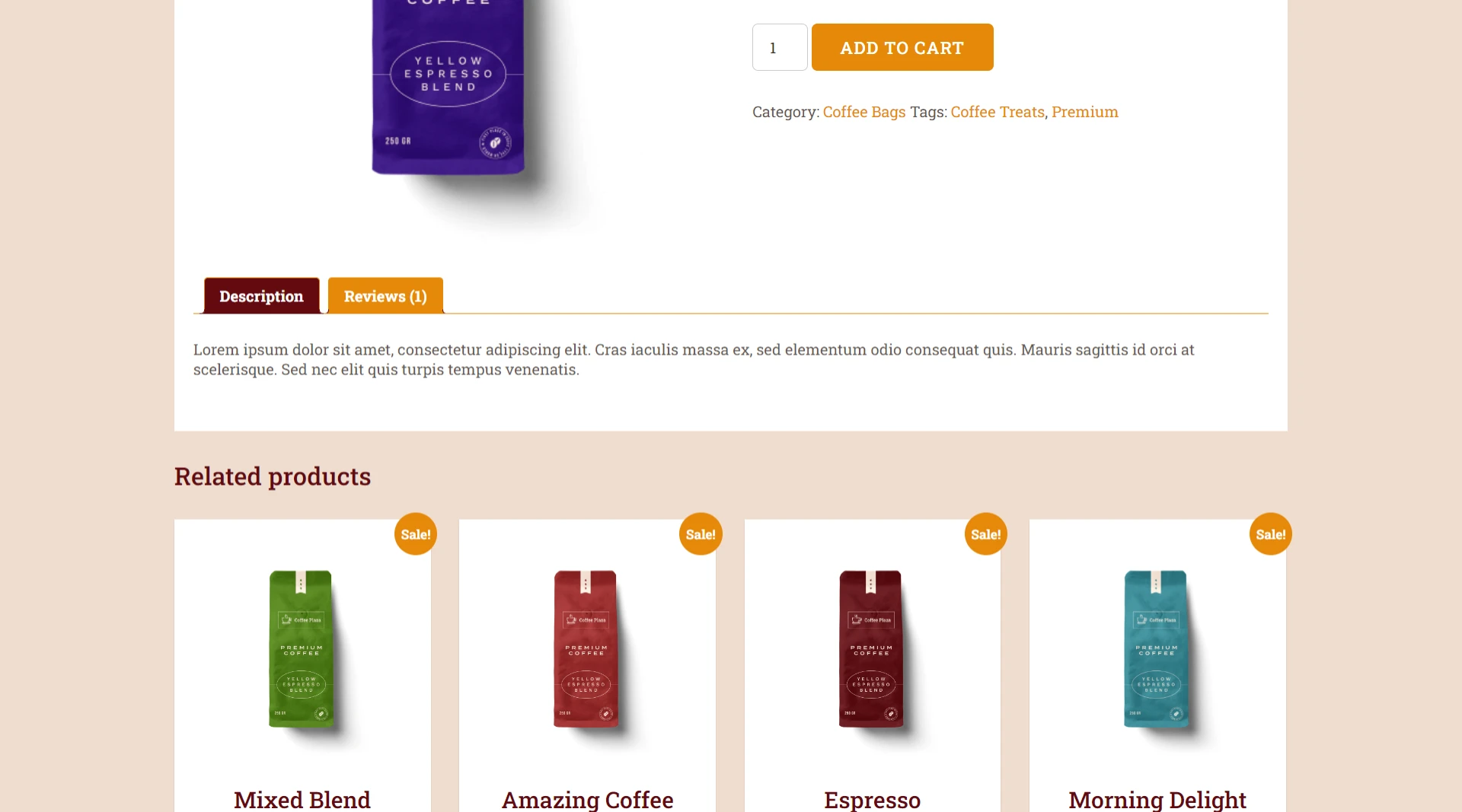 wordpress template coffee shop