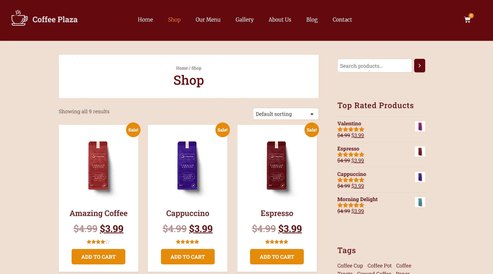 wordpress coffee theme