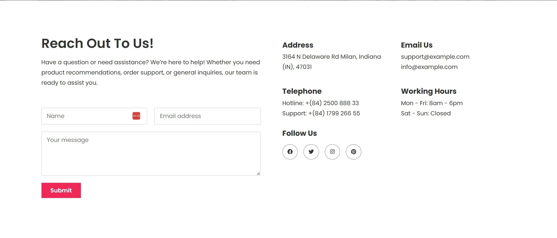 Techverse Contact page