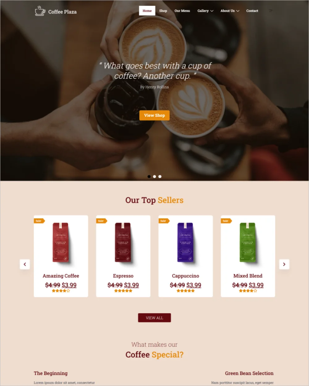 Coffee Shop WordPress Website Template
