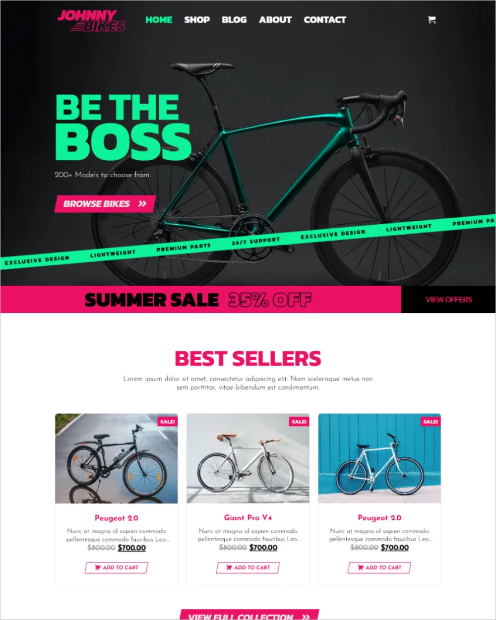 Bike Store WordPress Website Template