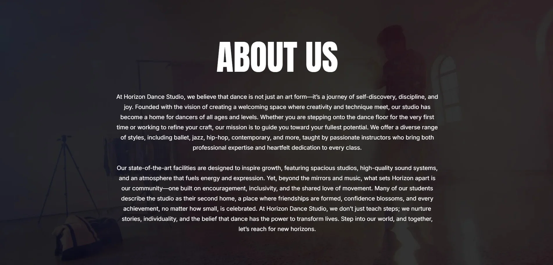 Dance-Studio About us page