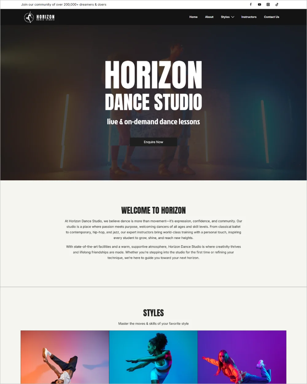 Dance Studio WordPress Template