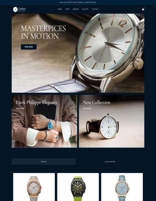 Watch store website template featured image