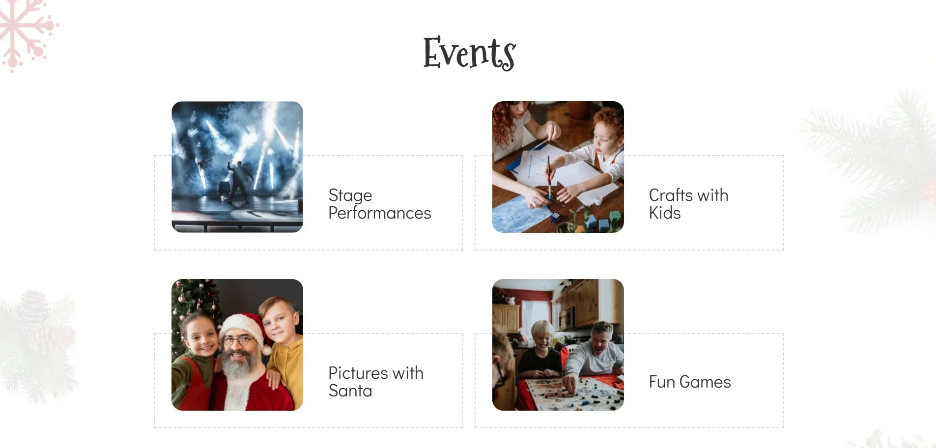 One-Page-Christmas Events section