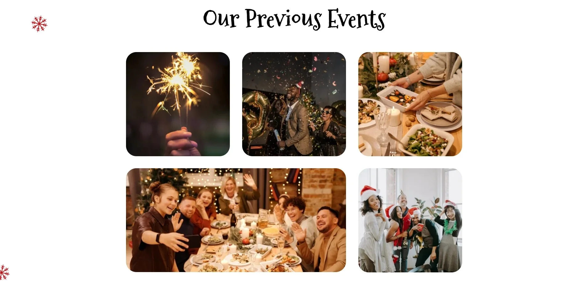 One-Page-Christmas Our previous events section