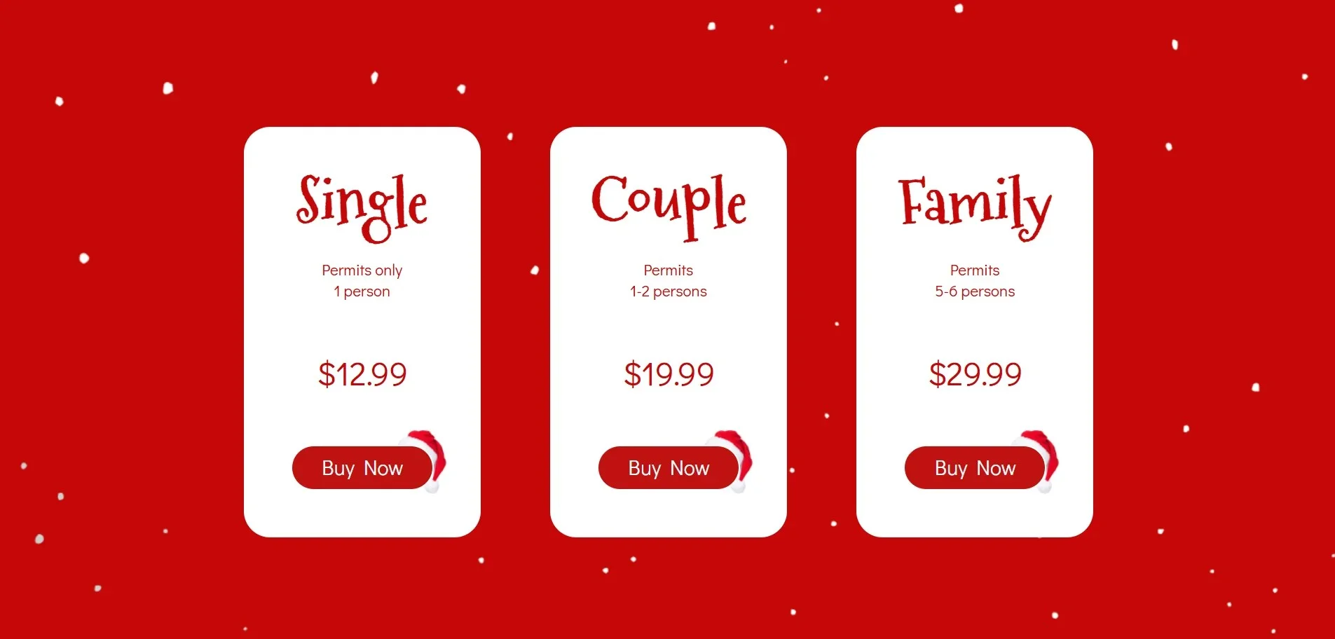 One-Page-Christmas Pricing plan section