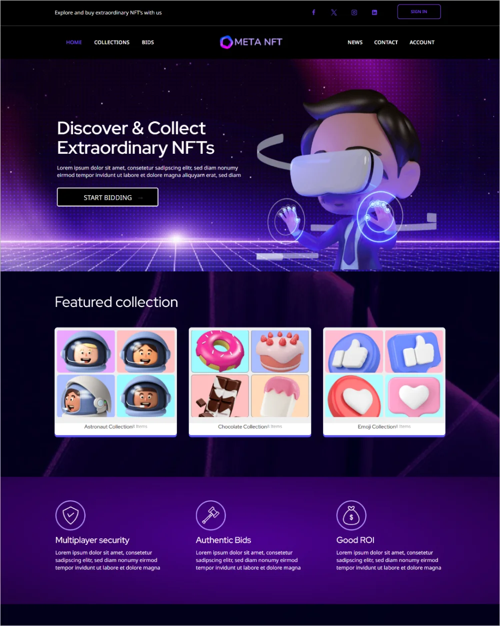 Meta NFT WordPress Template