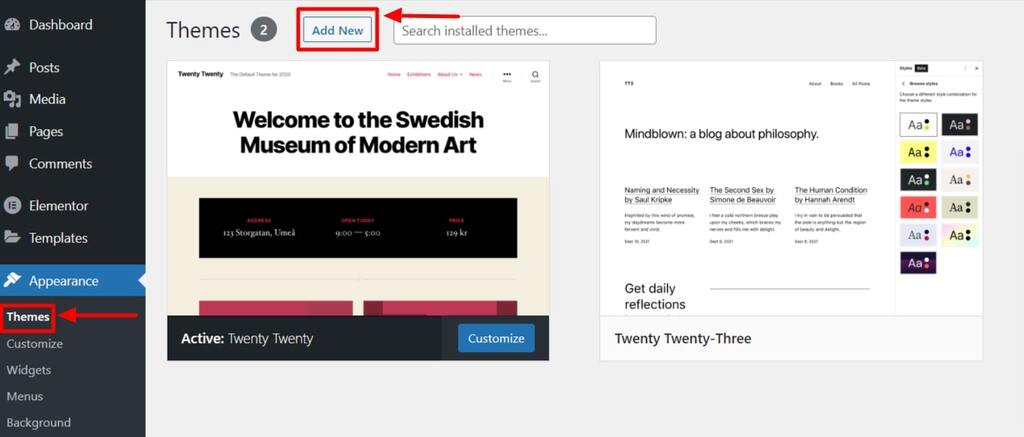 WordPress Dashboard