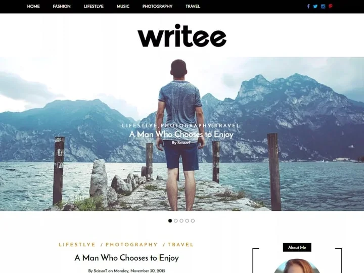 Writee WordPress Theme With Slider