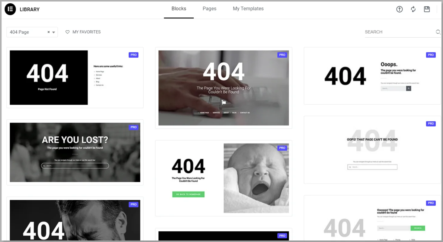 404 Error templates in Elementor theme builder