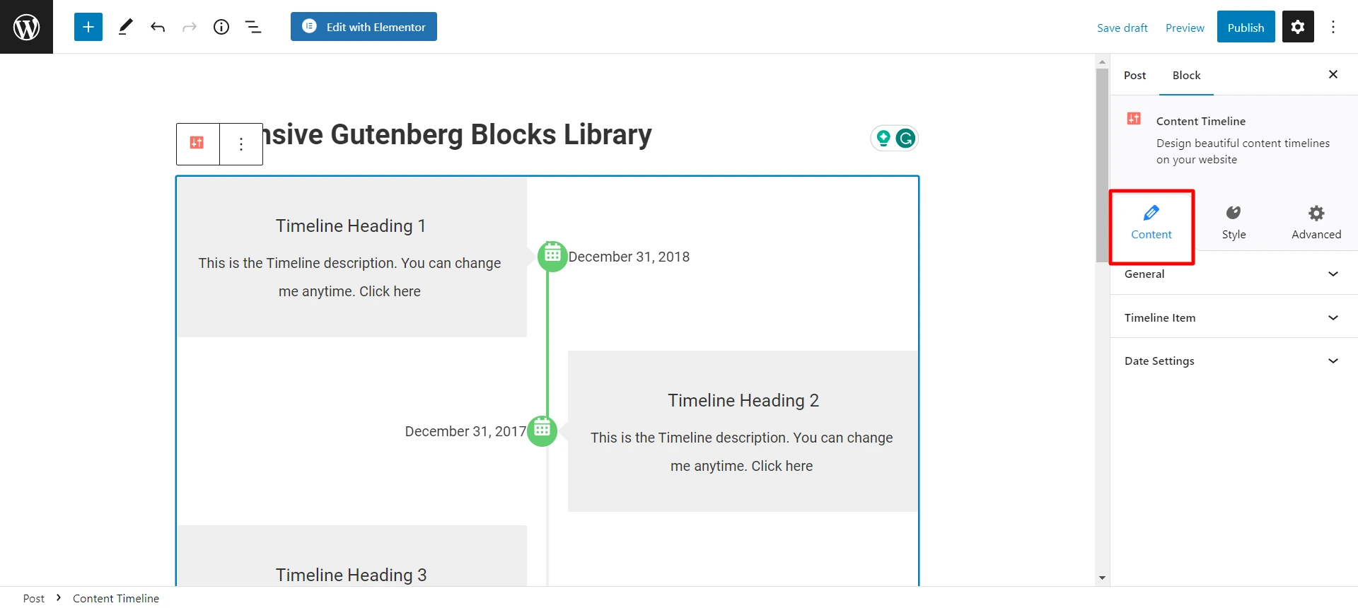 Content Timeline Block
