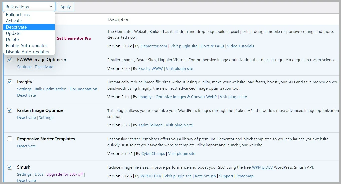 Deactivate plugin