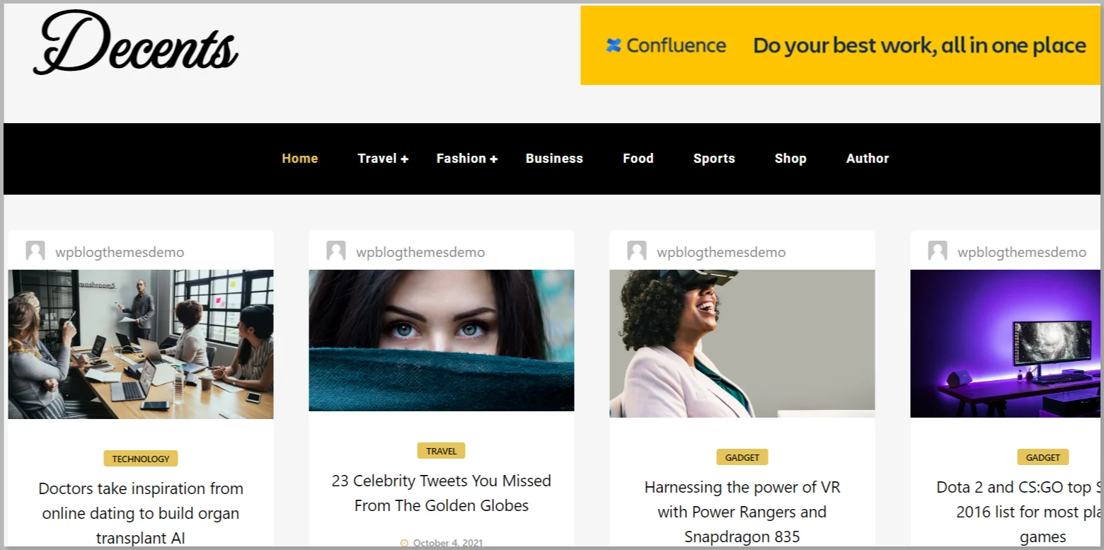 Decent Blog WordPress Theme