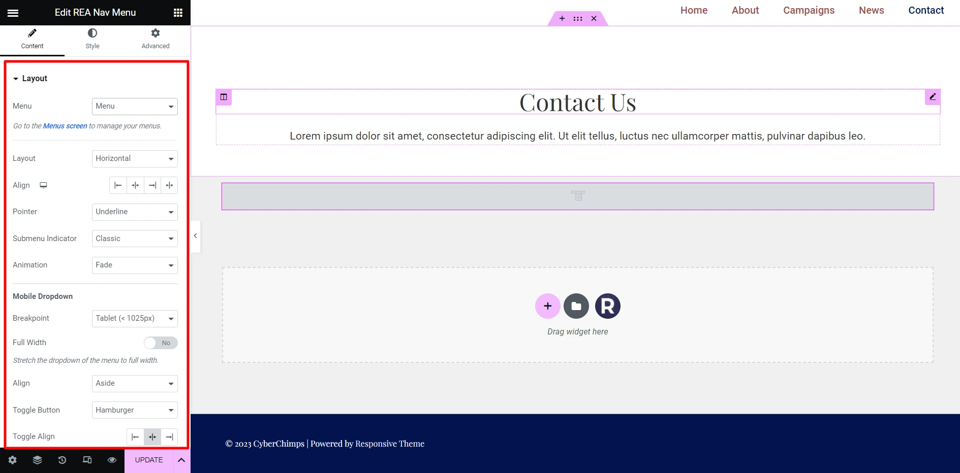 REA Nav Menu - Content