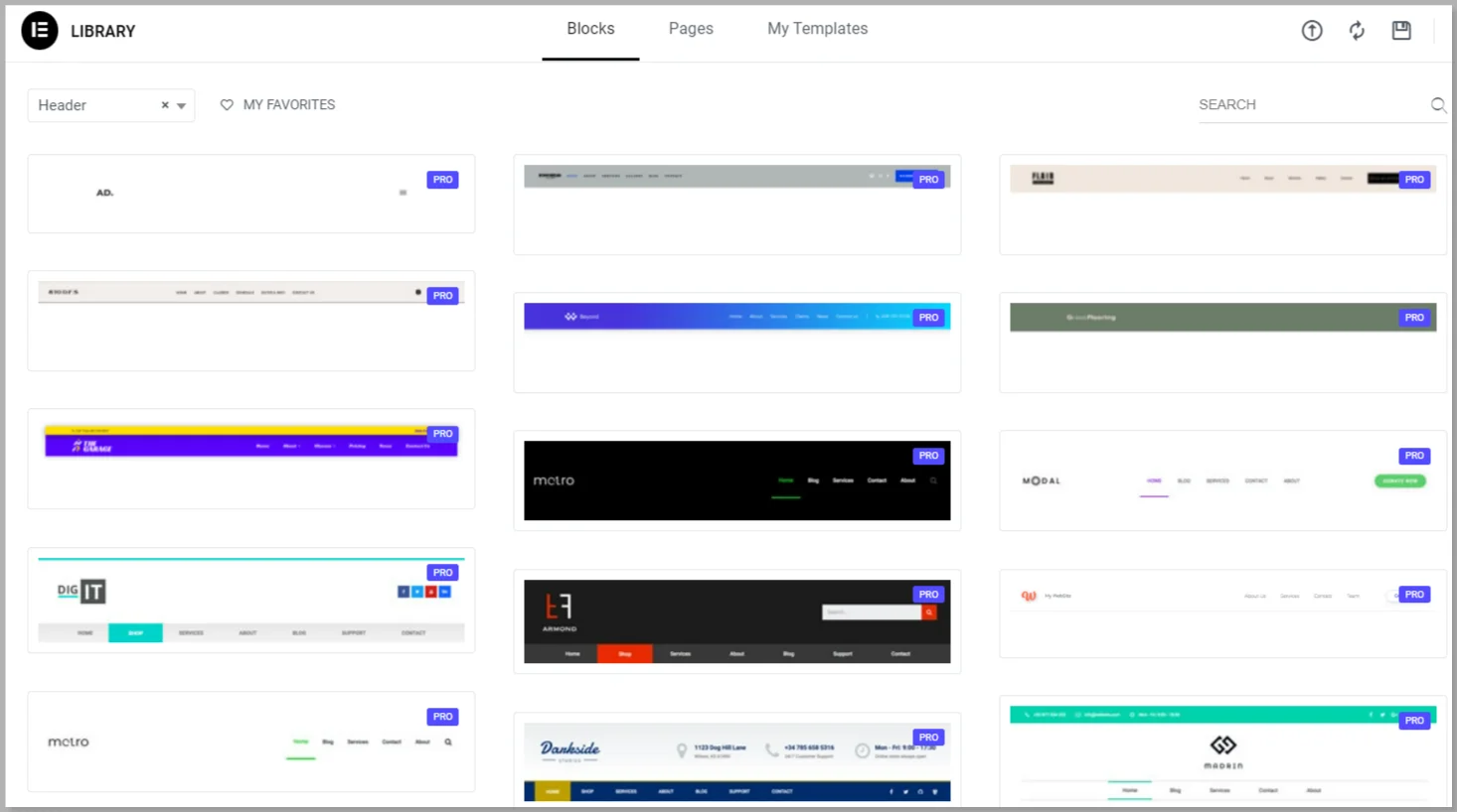 Premade templates for header