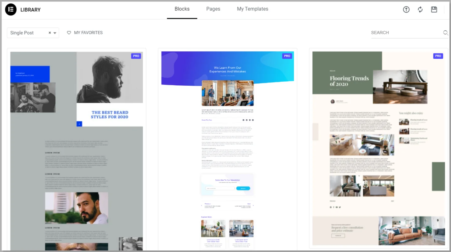 Single post templates in Elementor theme builder