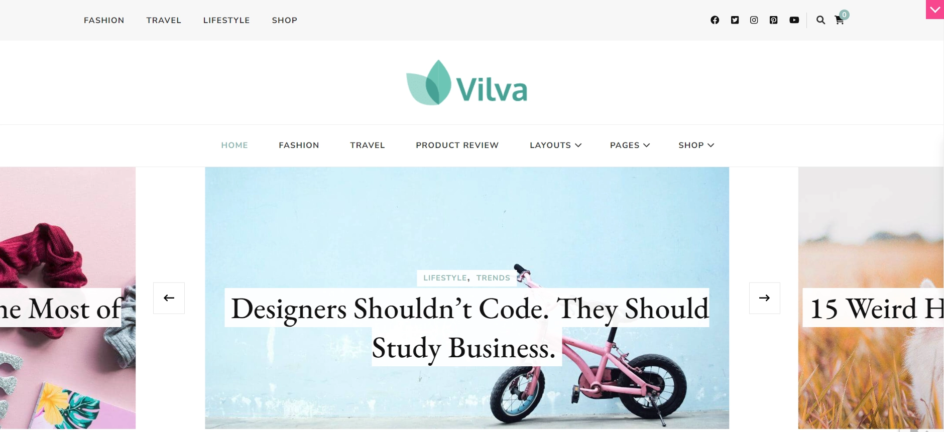 Vilva theme for WordPress