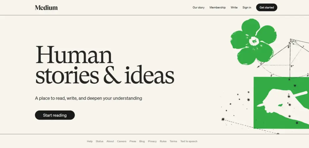 Medium homepage