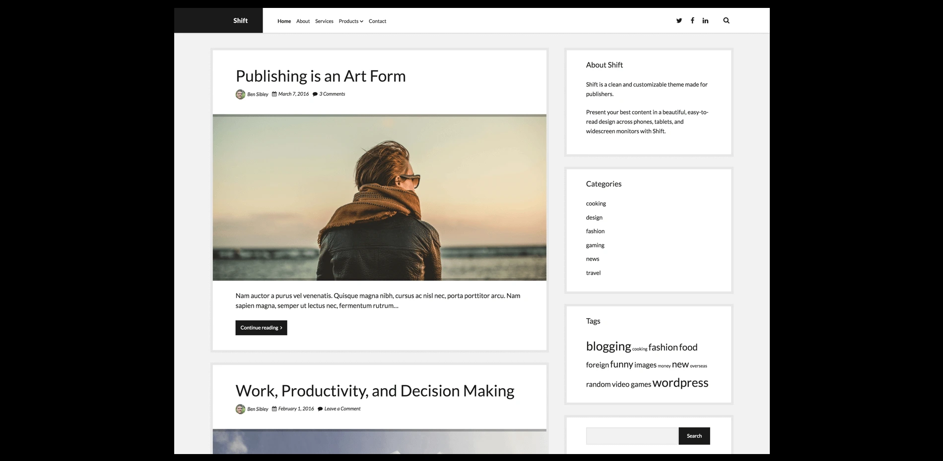 Shift WordPress Theme