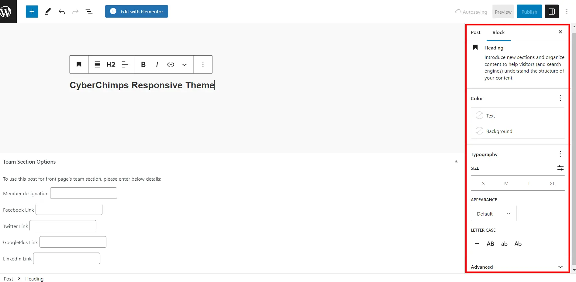 Block Settings - WordPress Block Editor