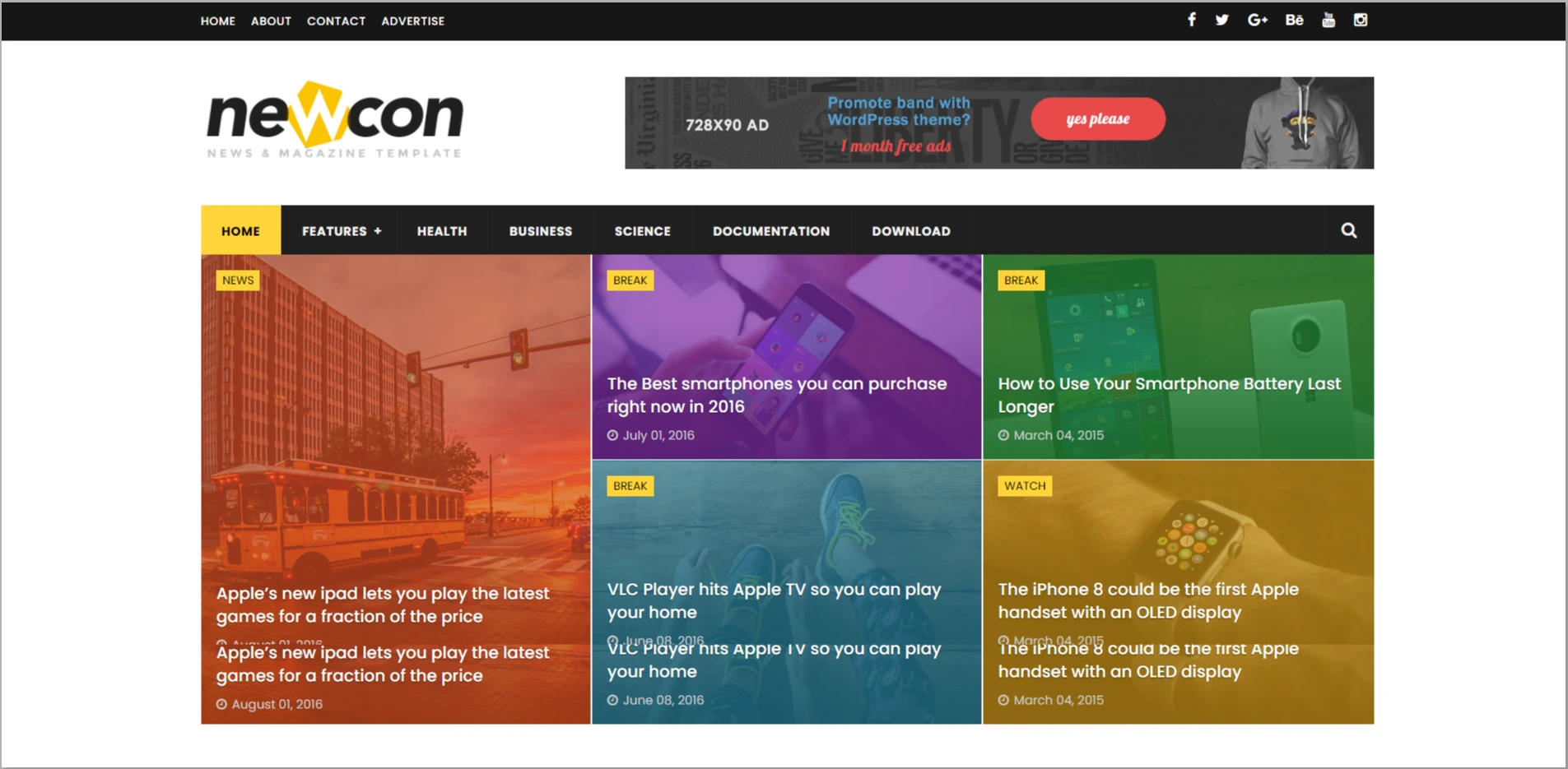 Newcon WordPress theme