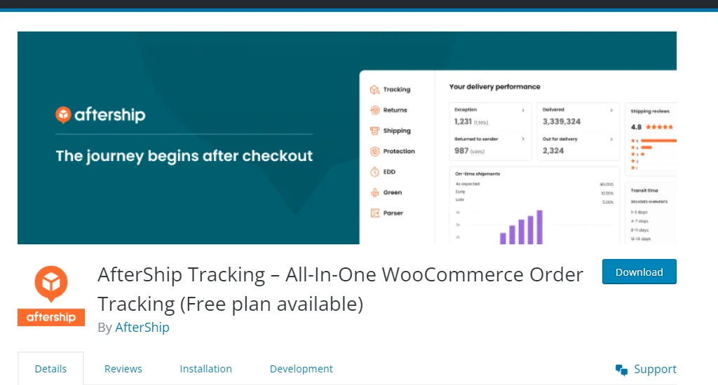 Aftership shipment tracking plugin