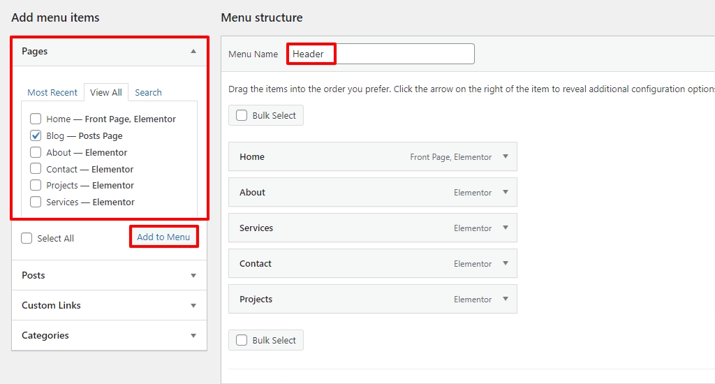Create a menu