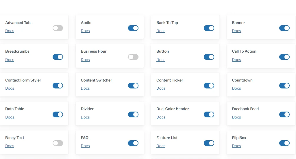 Enable or Disable Elementor widgets