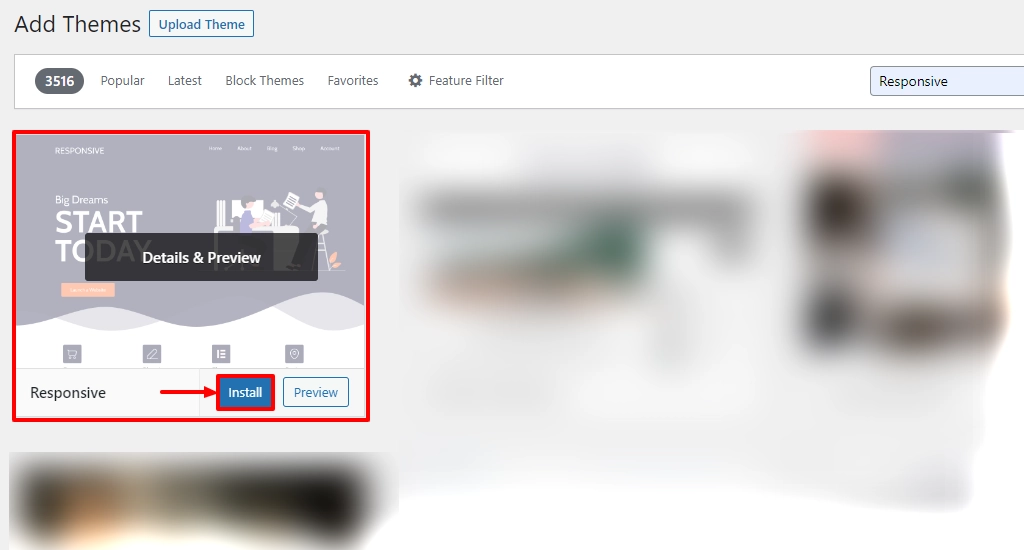 Install Responsive WordPress theme