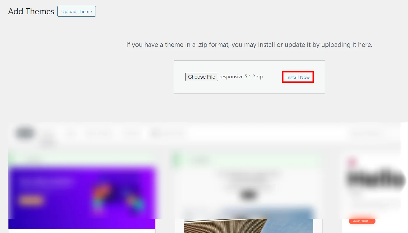 Installing theme zip