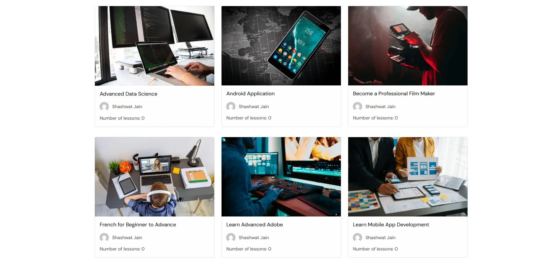 LMS courses page